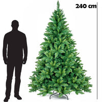 Albero di Natale Verde Canberra 240 cm Foltissimo con 1586 Punte Rami Innesto