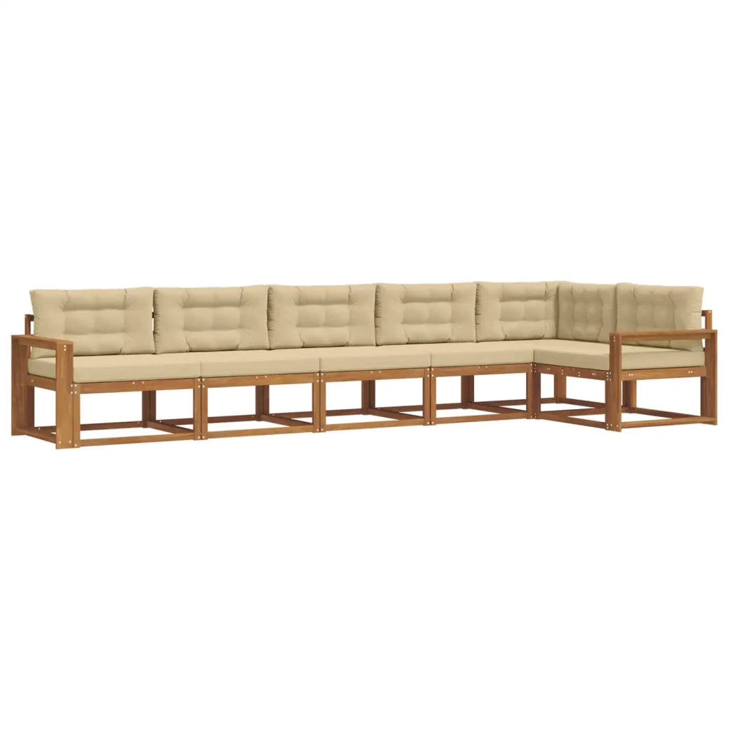 Set di divani da esterno con cuscino 6 pcs Naturale e Beige 3367656