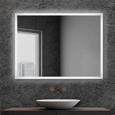Specchio bagno 90x70 cm reversibile con cornice LED bianco naturale