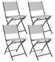 Set 4 Sedie da Giardino 46x58x80 cm in Acciaio e Textilene Martinez Grigio Chiaro