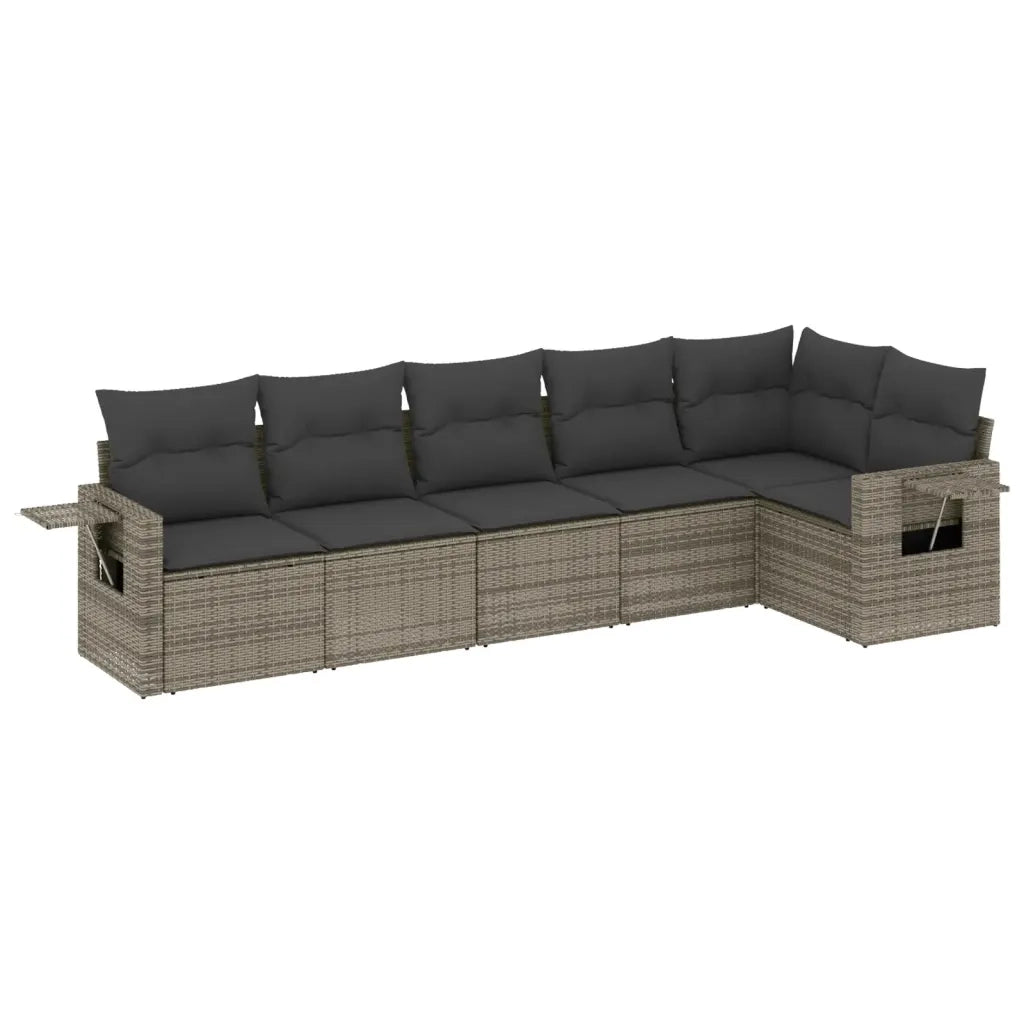 Set Divano da Giardino 6 pz con Cuscini Grigio in Polyrattancod mxl 89303