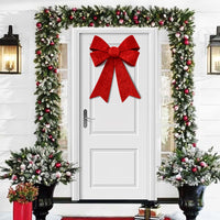 Fiocco Natalizio Fuoriporta 45x60cm Tessuto Decorazione Addobbo Natalizio Rosso