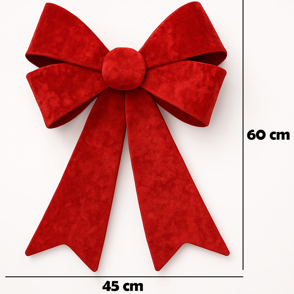 Fiocco Natalizio Fuoriporta 45x60cm Tessuto Decorazione Addobbo Natalizio Rosso