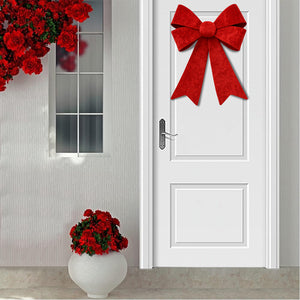 Fiocco Natalizio Fuoriporta 45x60cm Tessuto Decorazione Addobbo Natalizio Rosso