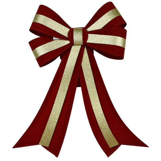 Fiocco Natalizio Fuoriporta 45x75cm Tessuto Decorazione Addobbo Natalizio Rosso Oro