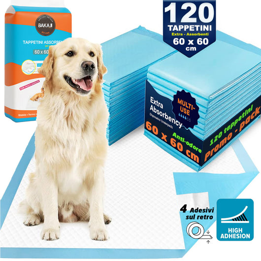 120 x Traversine per Cani tappetini igienici con adesivi Super assorbenti 60x60 cm
