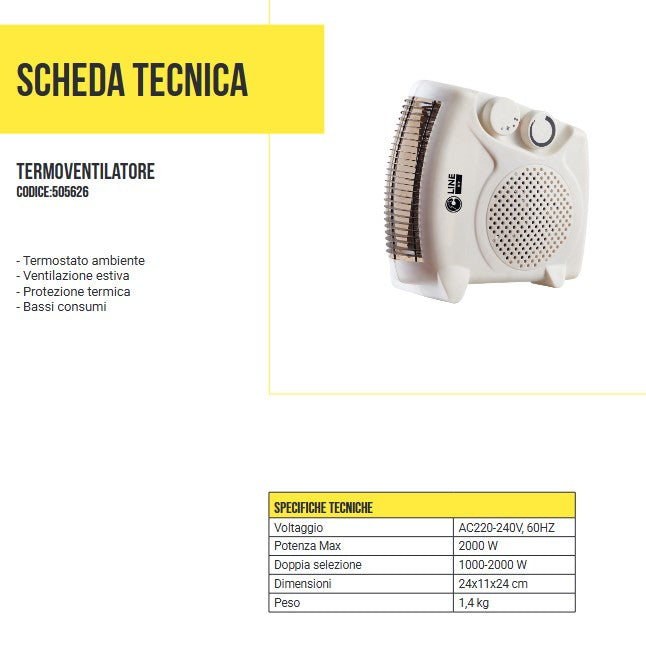 TERMOVENTILATORE 240X110X240MM 1000/2000W