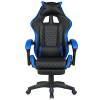 Sedia Gaming da Scrivania Blu con Poggiapiedi Ergonomica Ruote Altezza Regolabile