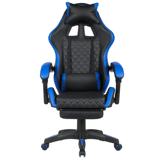 Sedia Gaming da Scrivania Blu con Poggiapiedi Ergonomica Ruote Altezza Regolabile