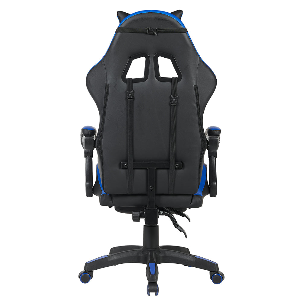Sedia Gaming da Scrivania Blu con Poggiapiedi Ergonomica Ruote Altezza Regolabile