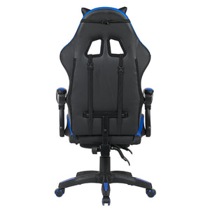 Sedia Gaming da Scrivania Blu con Poggiapiedi Ergonomica Ruote Altezza Regolabile