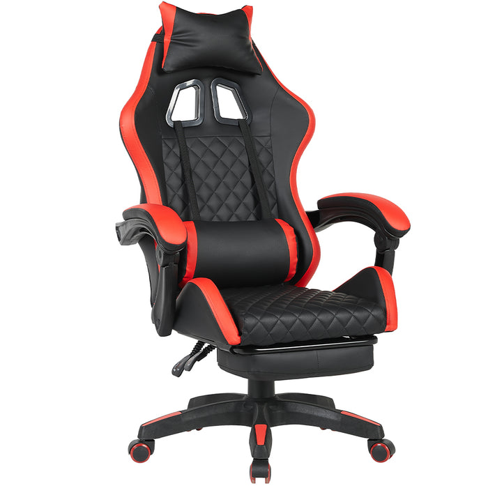 Sedia Gaming da Scrivania Rosso con Poggiapiedi Seduta Ergonomica e Regolabile