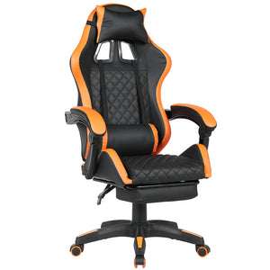 Sedia Gaming da Scrivania Arancio con Poggiapiedi Seduta Ergonomica e Regolabile