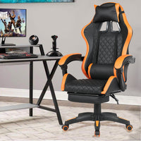 Sedia Gaming da Scrivania Arancio con Poggiapiedi Seduta Ergonomica e Regolabile