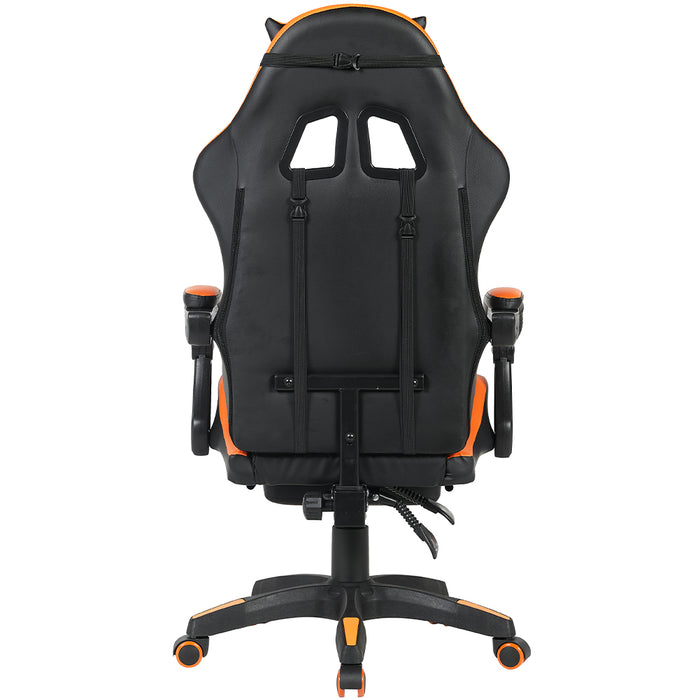 Sedia Gaming da Scrivania Arancio con Poggiapiedi Seduta Ergonomica e Regolabile