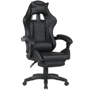 Sedia Gaming da Scrivania Nero con Poggiapiedi Seduta Ergonomica e Regolabile