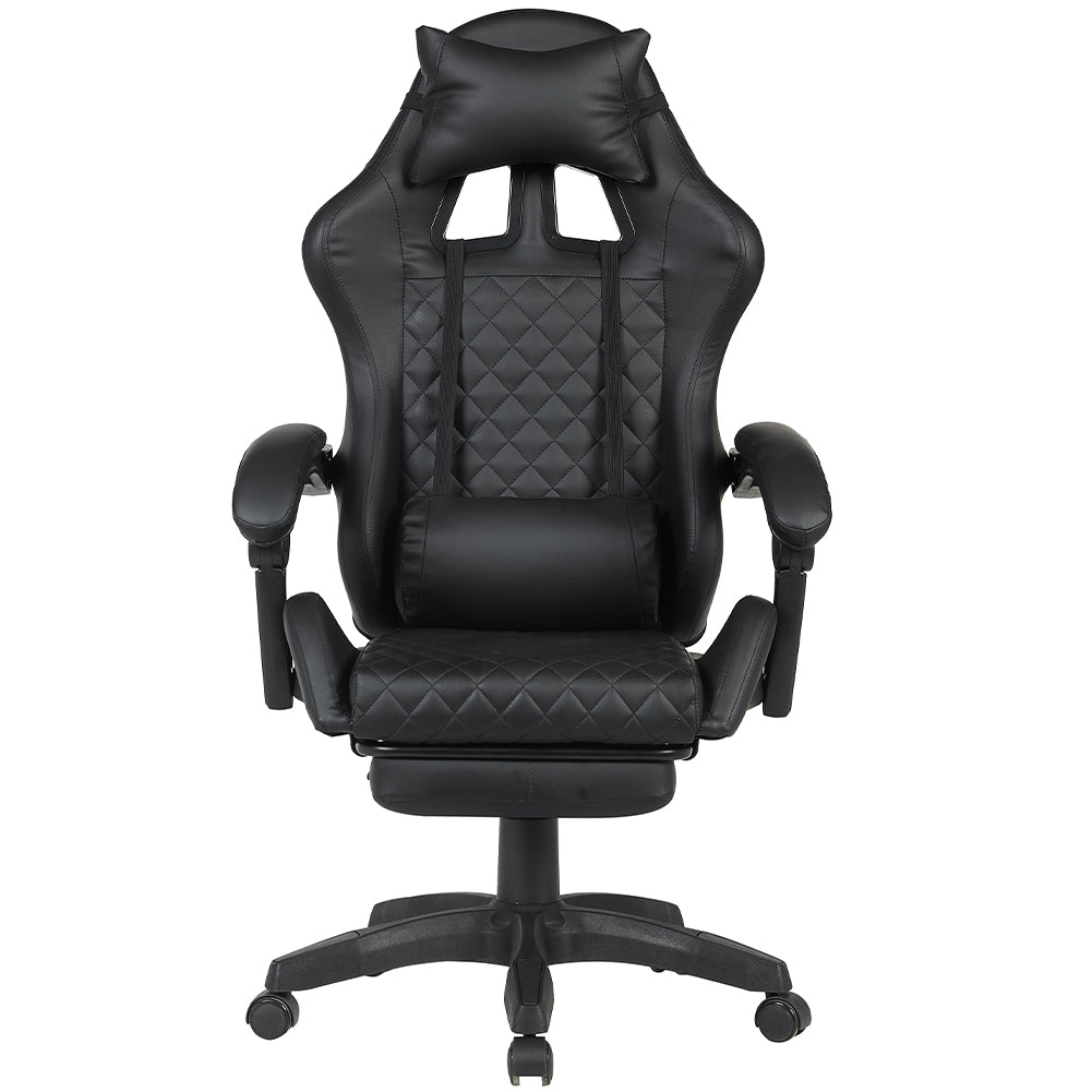 Sedia Gaming da Scrivania Nero con Poggiapiedi Seduta Ergonomica e Regolabile