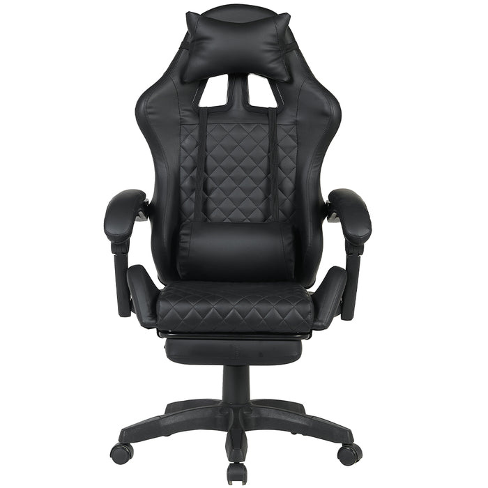Sedia Gaming da Scrivania Nero con Poggiapiedi Seduta Ergonomica e Regolabile