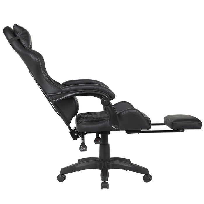 Sedia Gaming da Scrivania Nero con Poggiapiedi Seduta Ergonomica e Regolabile