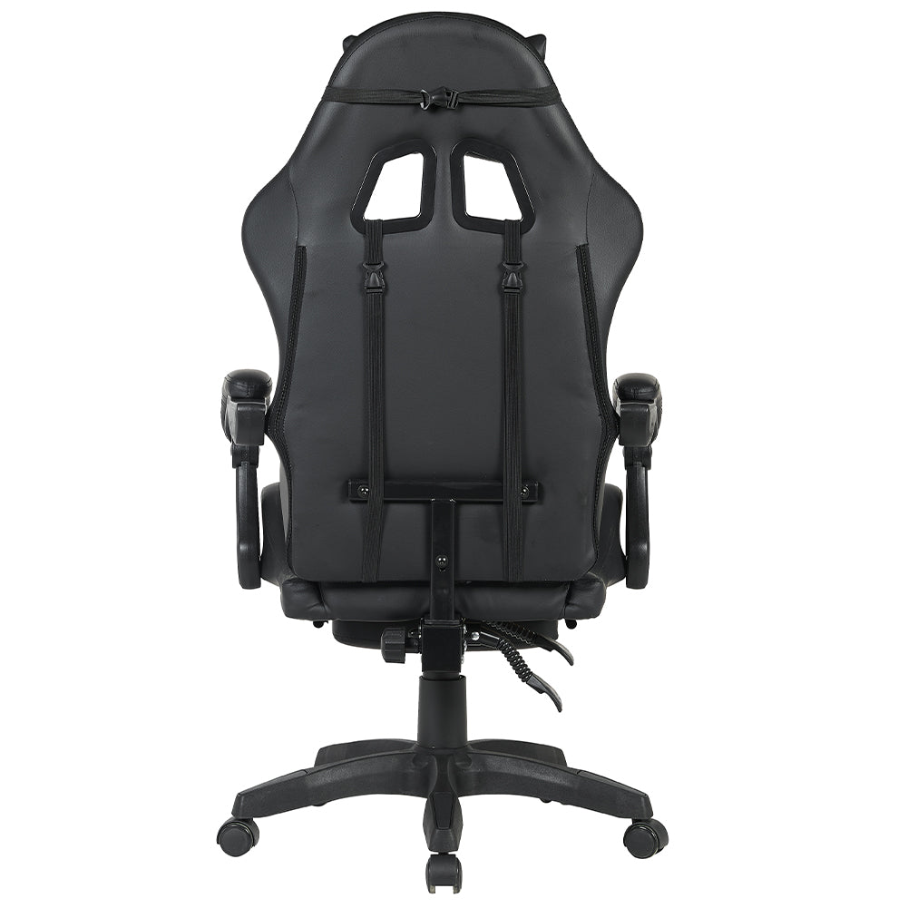 Sedia Gaming da Scrivania Nero con Poggiapiedi Seduta Ergonomica e Regolabile