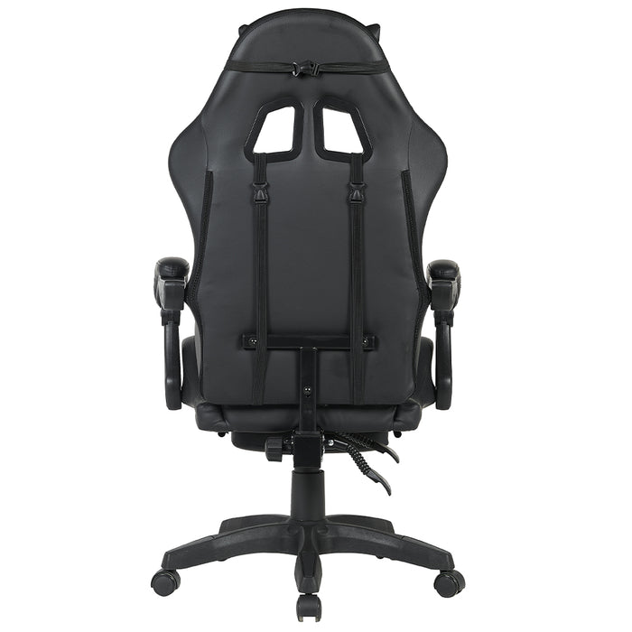 Sedia Gaming da Scrivania Nero con Poggiapiedi Seduta Ergonomica e Regolabile