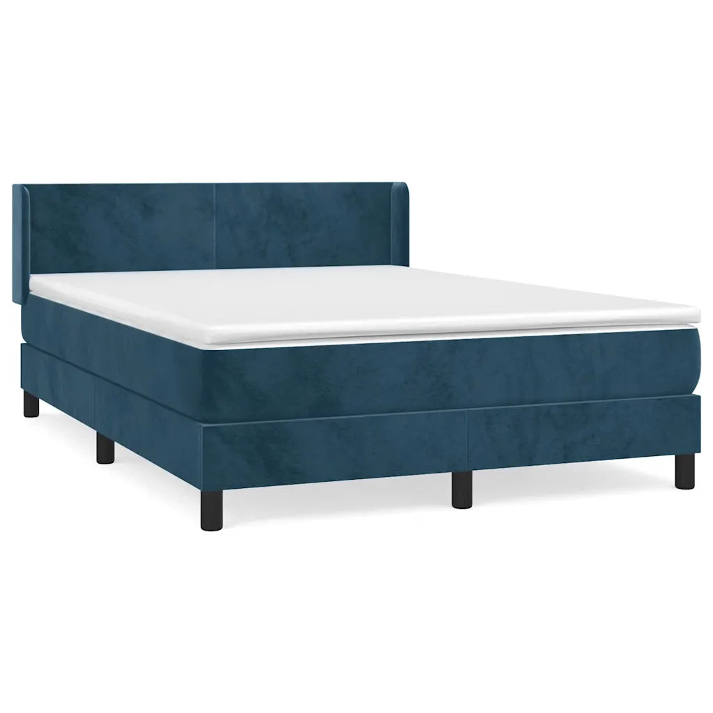 Giroletto a Molle con Materasso Blu Scuro 140x190 cm in Velluto 3130839