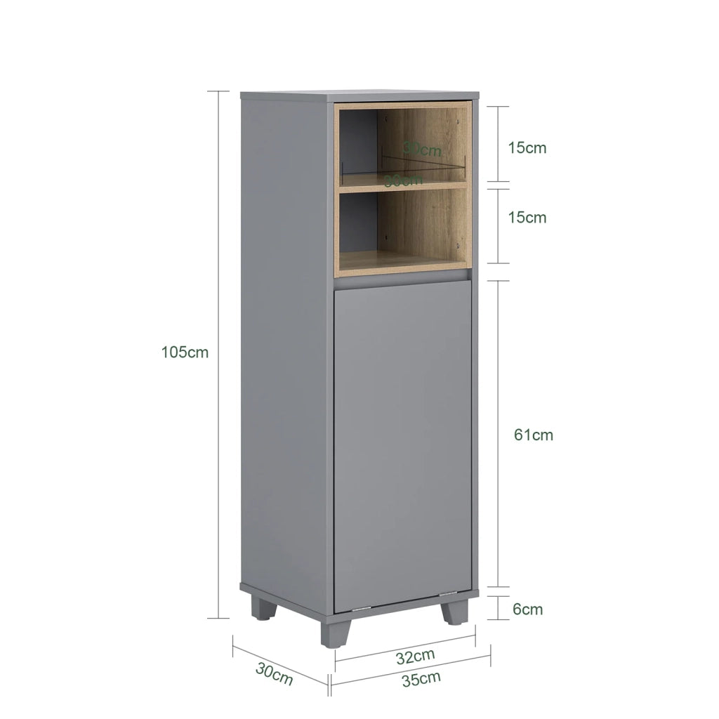 Mobiletto da bagno con cesto portabiancheria Mobiletto salvaspazio Cassettiera Bagno 35x30x105cm Grigio BZR146-DG