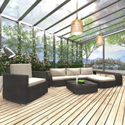 Set Divani da Giardino 8 pz con Cuscini in Polyrattan Nero 48316