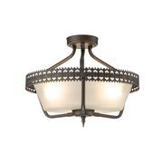 Lampadario Contemporaneo Crown Acciaio Ferro Cancello 3 Luci E27