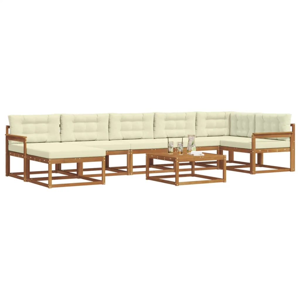 Set di divani da esterno con cuscino 8 pcs Naturale e Crema