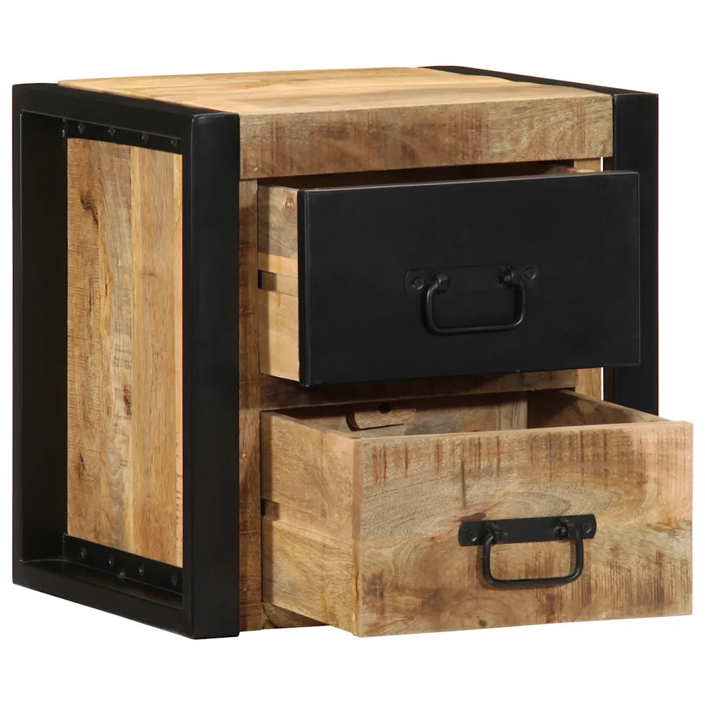 Comodino-Tavolino da notte 40x35x40 cm in Legno Grezzo Massello di Mango 689523