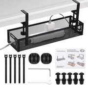Cable Organizer per Ufficio con Fissaggio a Viti - Nera - Progettato per Evitare l'Umidità - Senza Fissazione con Strumenti - 39 cm - Gestione dei Cavi