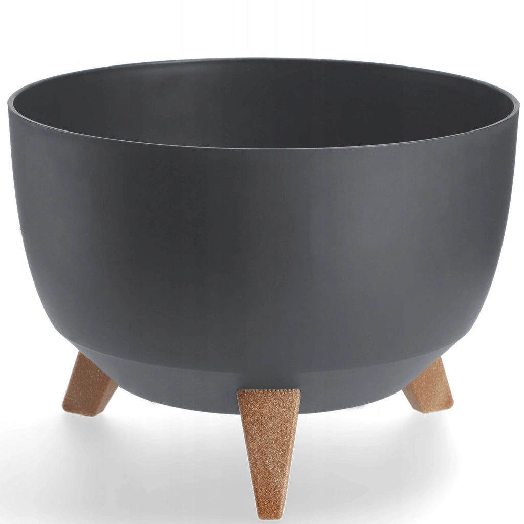 Vaso da fiori KADAX, fioriera, coperchio, gambe, inserto, supporto per fiori, 33 cm, antracite, rotondo