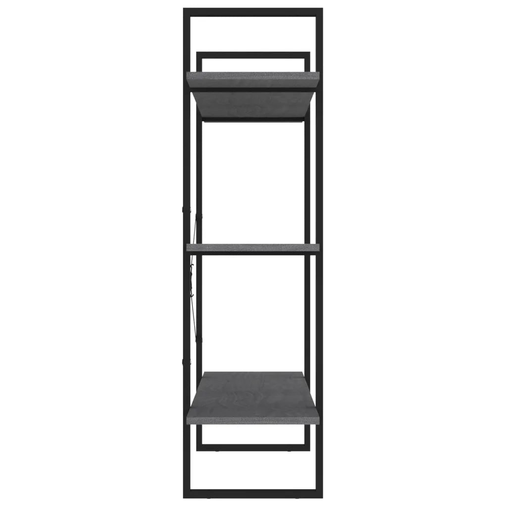Libreria a 3 Ripiani Grigia 100x30x105 cm in Massello di Pino 806554
