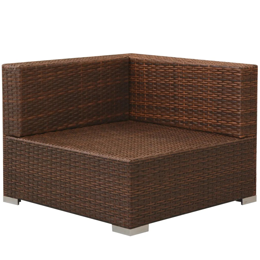 Set Divani da Giardino 3 pz con Cuscini in Polyrattan Marrone cod mxl 34807