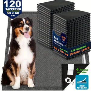 120 x Traversine per Cani tappetini igienici con adesivi Carboni attivi 60x60 cm