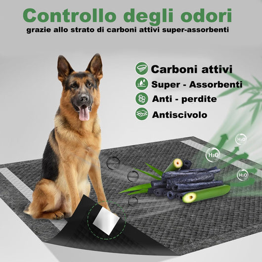 120 x Traversine per Cani tappetini igienici con adesivi Carboni attivi 60x90 cm
