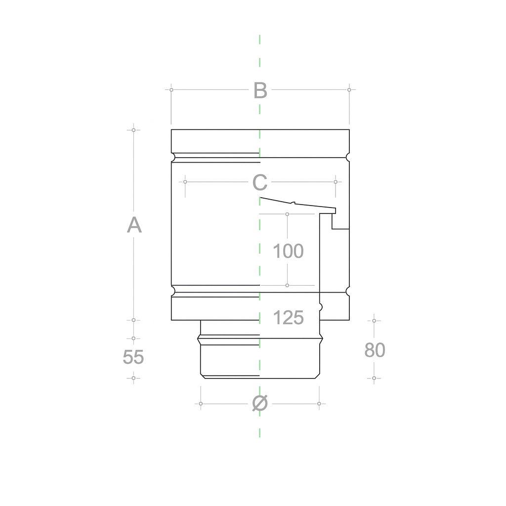 Fumaiolo a Botte Tondo Inox Ø 13 cm con Disco Antipioggia