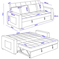 Divano Letto Due Posti in Velluto Premium con Imbottitura Alta Densità Grigio