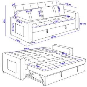 Divano Letto Due Posti in Velluto Premium con Imbottitura Alta Densità Grigio