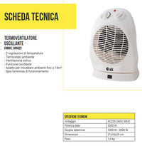 Termoventilatore Oscillante 1000/2000W