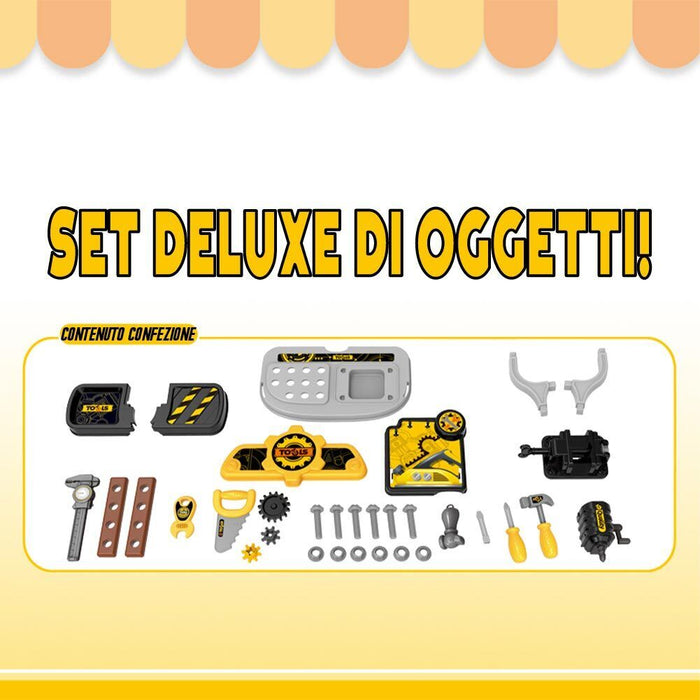 Trolley Banco da Lavoro Officina Giocattolo Valigia Set Gioco Mobile Accessori