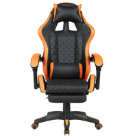 Sedia Gaming Ergonomica Reclinabile in Ecopelle con Poggiapiedi e Cuscini Lombari Arancio
