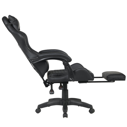 Sedia Gaming Ergonomica Reclinabile in Ecopelle con Poggiapiedi e Cuscini Lombari Nero