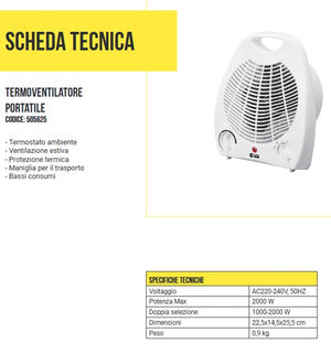 TERMOVENTILATORE 200X125X260MM 1000/2000W