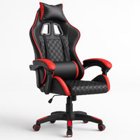 Sedia Gaming Ergonomica Reclinabile in Ecopelle con Poggiapiedi e Cuscini Lombari Rosso