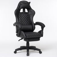 Sedia Gaming Ergonomica Reclinabile in Ecopelle con Poggiapiedi e Cuscini Lombari Nero