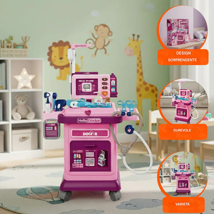 Set Medico Dottore Giocattolo 37 Accessori Carrellino Medico Bambini Idea Regalo