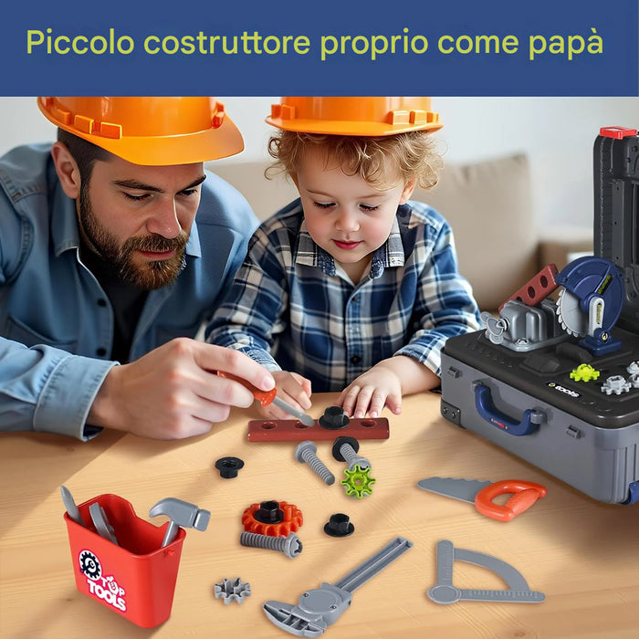 Playset di Attrezzi Lavoro Bambini Banco Giochi Officina Accessori Idea Regalo