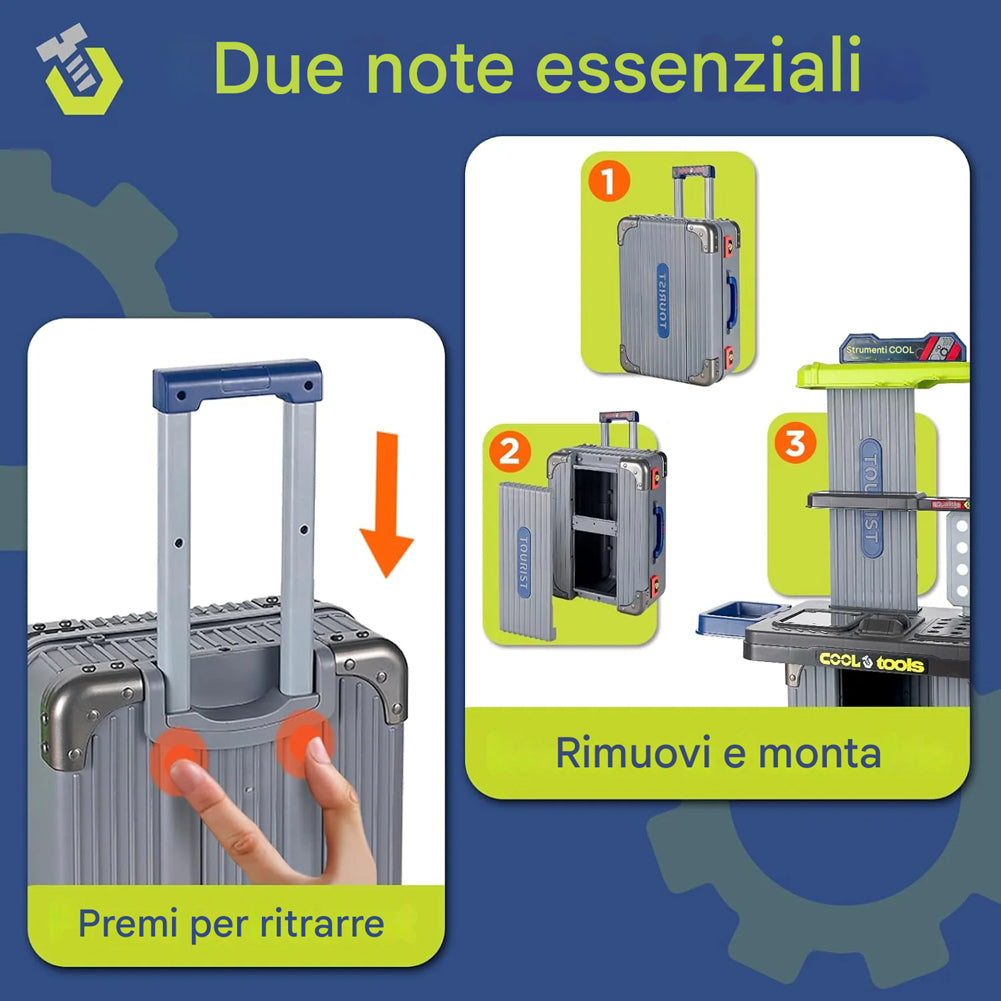 Playset di Attrezzi Lavoro Bambini Banco Giochi Officina Accessori Idea Regalo